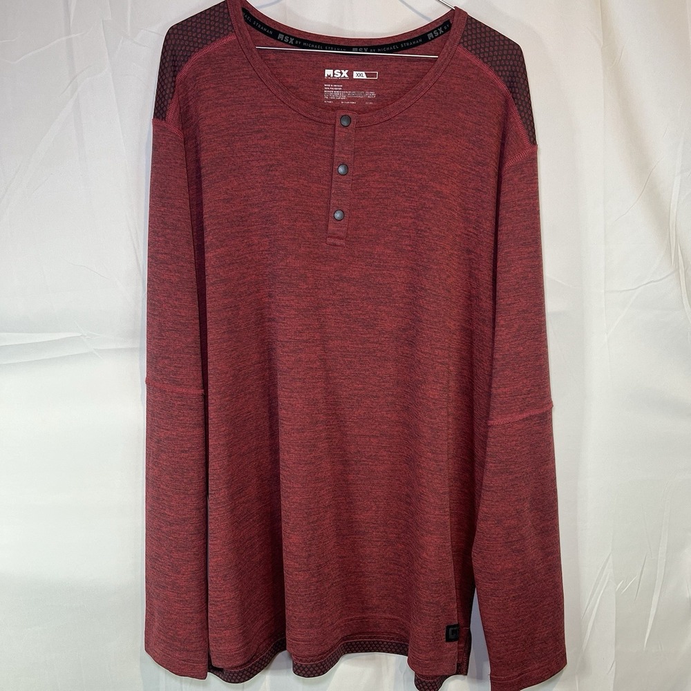 MSX by‎ Michael Strahan Long Sleeve Shirt Maroon Gray Two Tone Size XXL 2XL